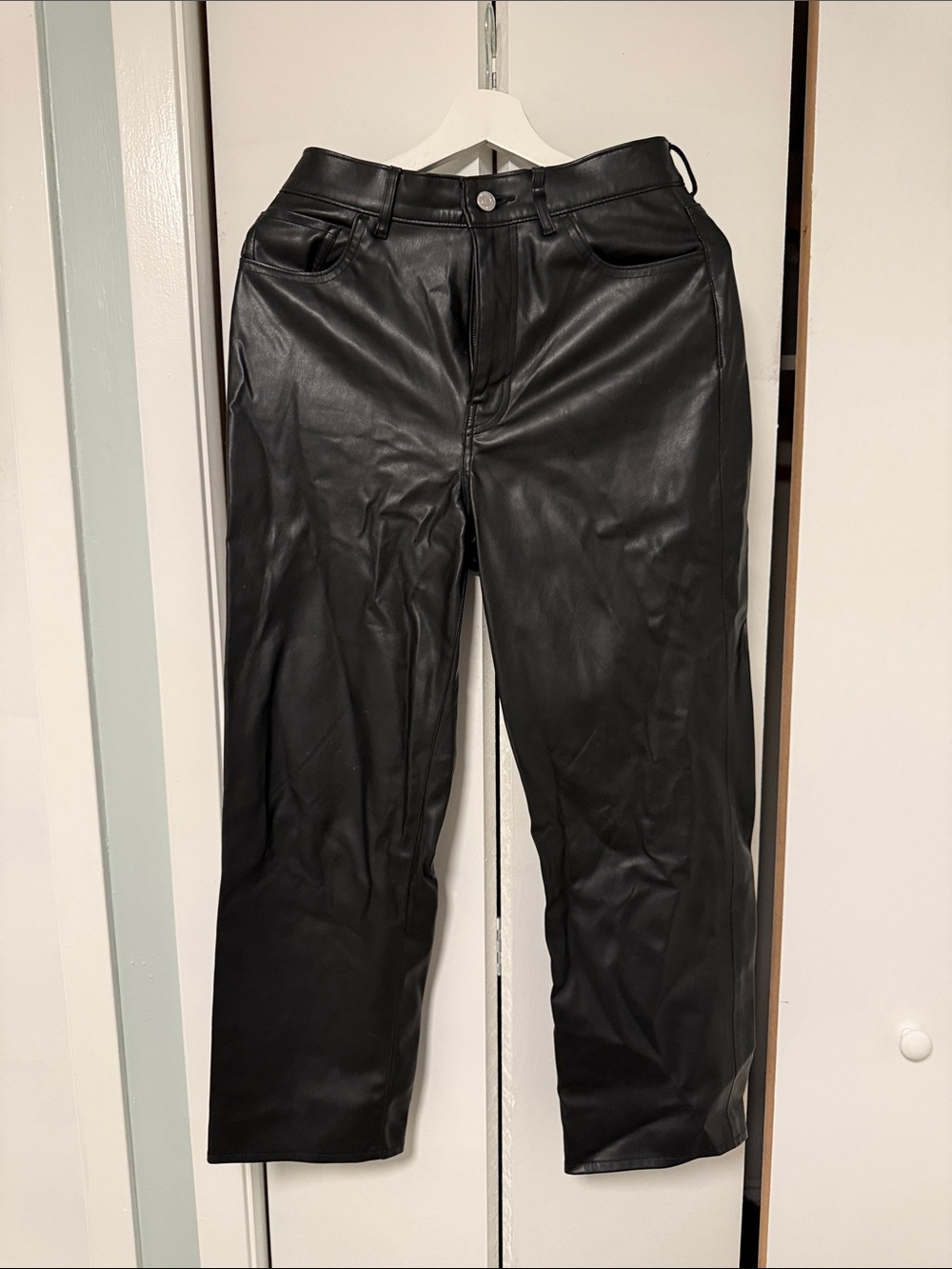 Levi's Black Straight-Leg Faux Leather Jeans